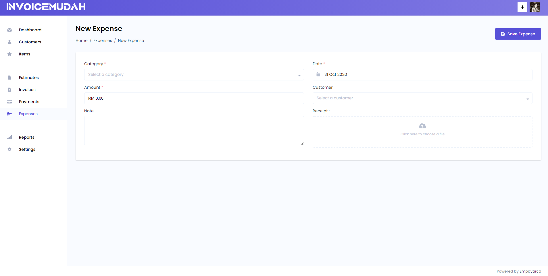 Expenses Page