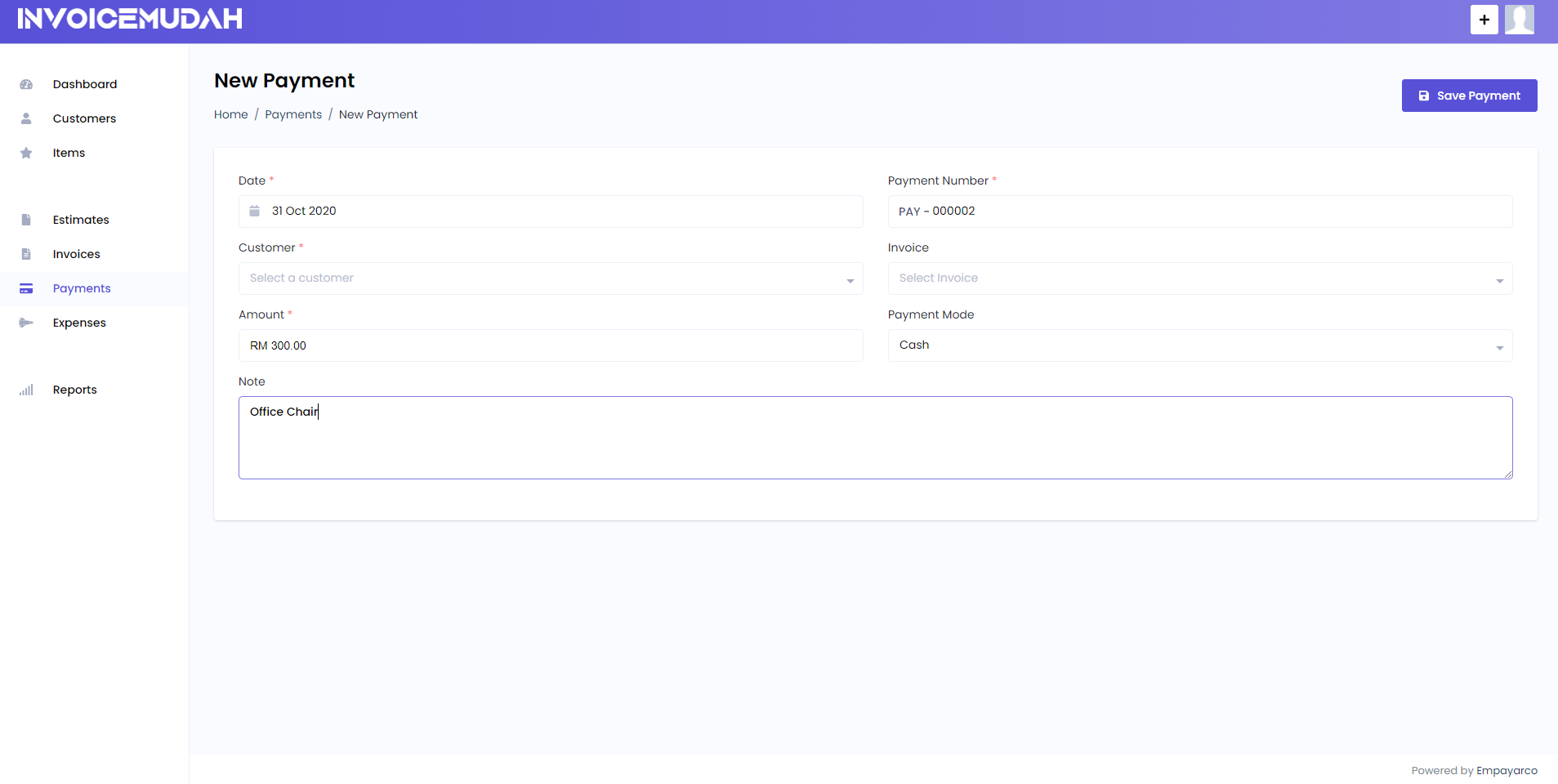 New Payment Page