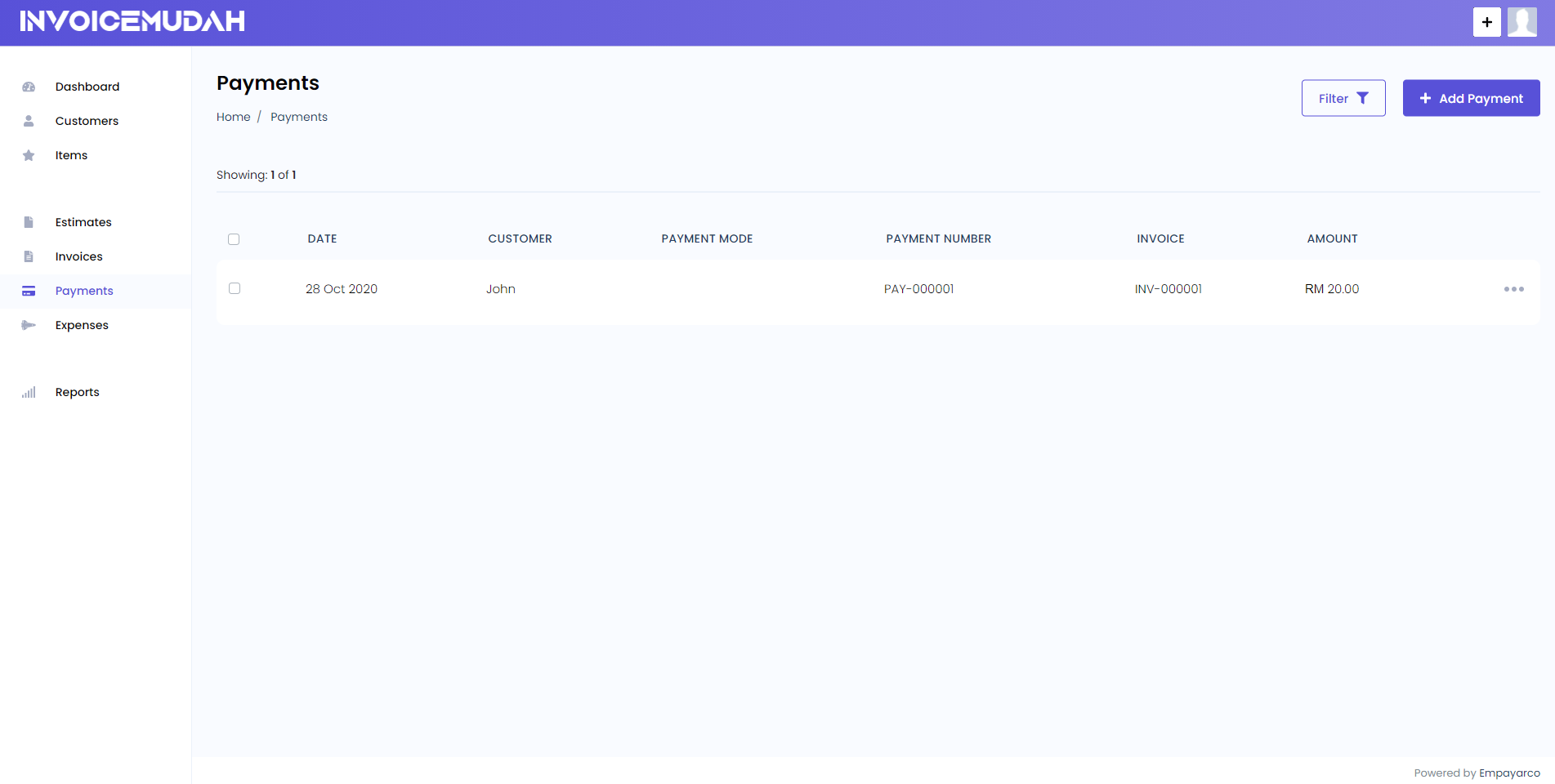 Payments Page