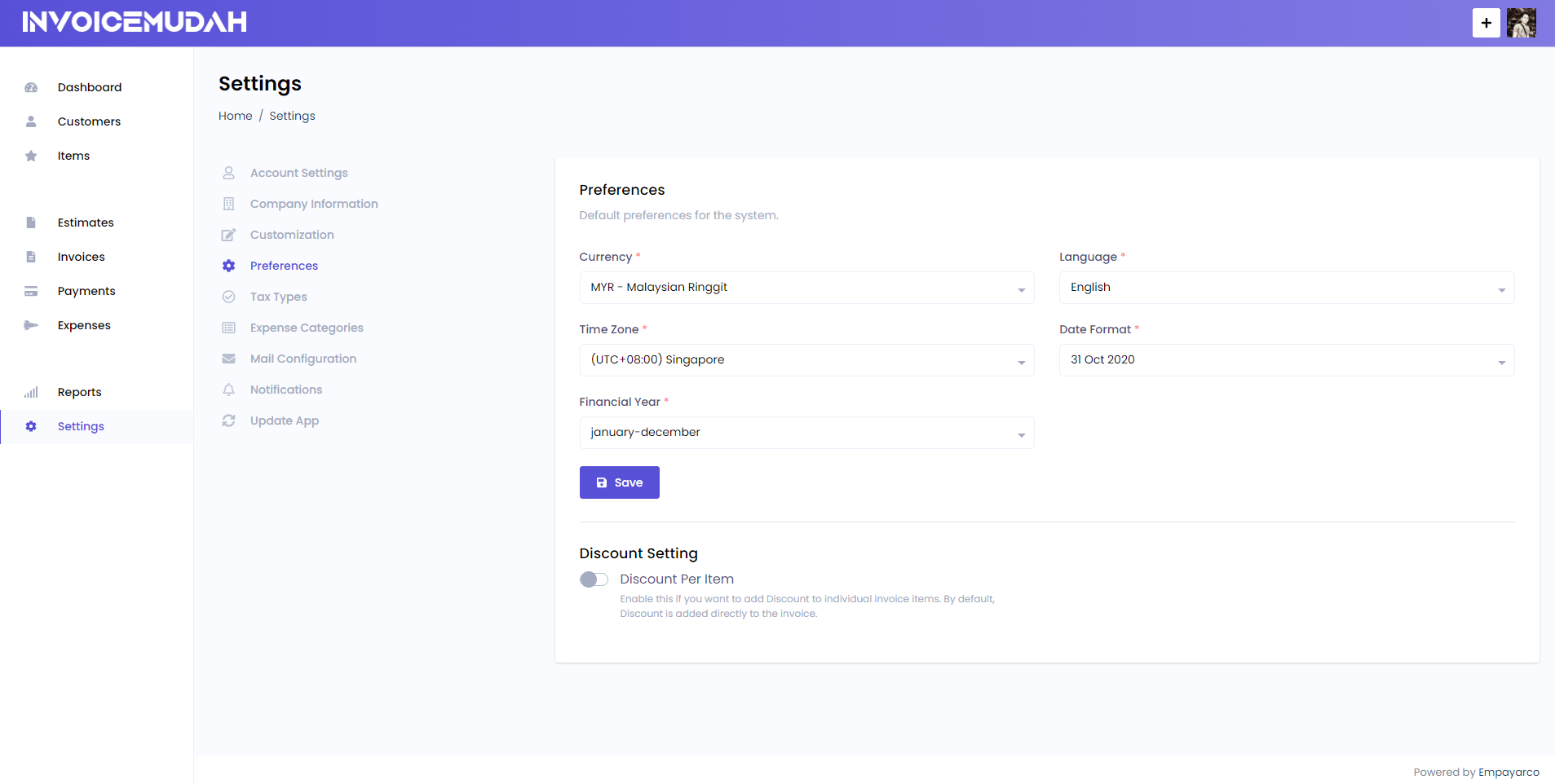 Preferences Page